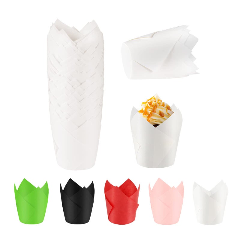 Xindtek Tulip Cupcake Liners 100-Count Muffin Cups Standard Tulip Muffin Cupcake Natural Cupcake Paper Liners for Wedding Birthday Christmas Party Baby Shower Anniversaries All Festivals - Image 1